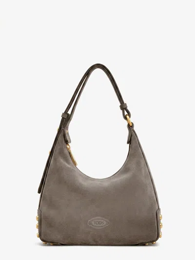 Tod's Mini Bag Metal Dots Suede Crossbody Bag In Gray