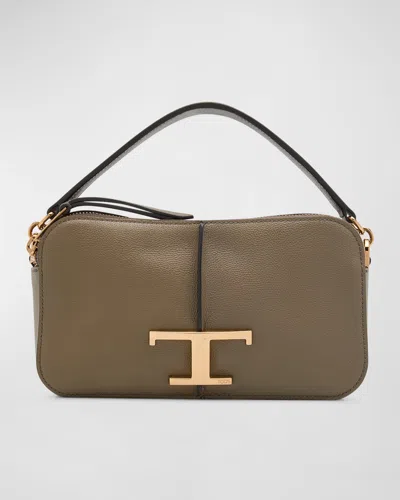 Tod's Mini Calfskin Leather Camera Shoulder Bag In Tortora Scuro