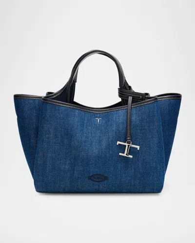 Tod's Mini Cotton Denim T Timeless Tote Bag