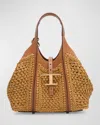 Tod's Mini Crochet Shopping Top-handle Bag In Naturale