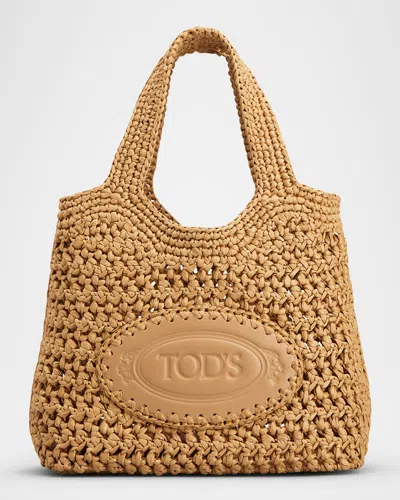 Tod's Mini Crochet Top-handle Bag In Naturale Cammello Chiaro