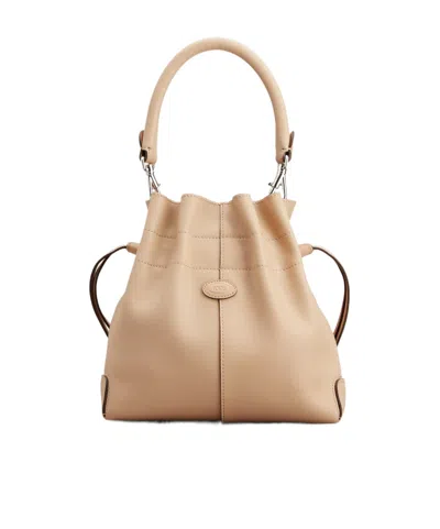 Tod's Mini Di Leather Bucket Bag In Nude
