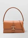 Tod's Structured Brown Leather Handbag With Gold-tone Clasp In Brown