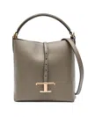 Tod's T-buckle Leather Shoulder Bag In Gray