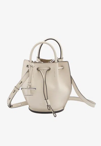 Tod's Mini Leather Bucket Bag In Neutral