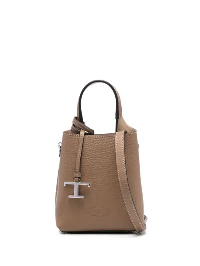 Tod's Mini Leather Crossbody Bag In Braun