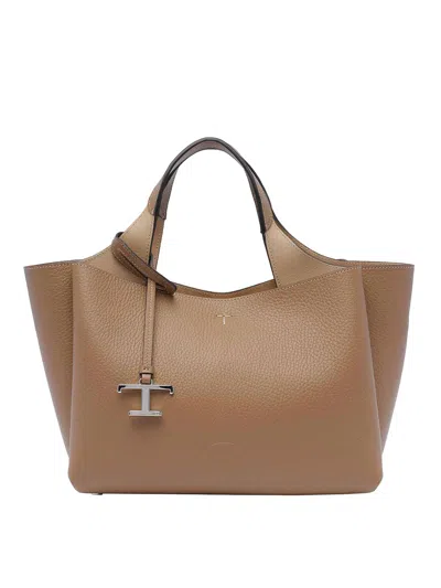 Tod's Mini Leather Handbag In Beige