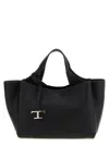 Tod's Mini Leather Shopping Bag With Grained Texture In Black