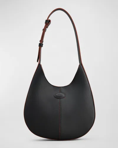 Tod's Mini Leather Hobo Bag In Nero