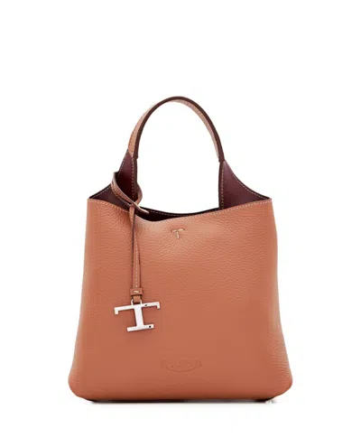 Tod's Mini Leather Shopping Bag In Brown