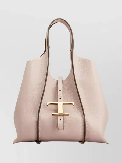 Tod's Mini Leather Shopping Bag With Detachable Strap In Neutral