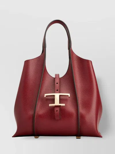 TOD'S MINI LEATHER SHOPPING BAG WITH GOLD-TONE HARDWARE