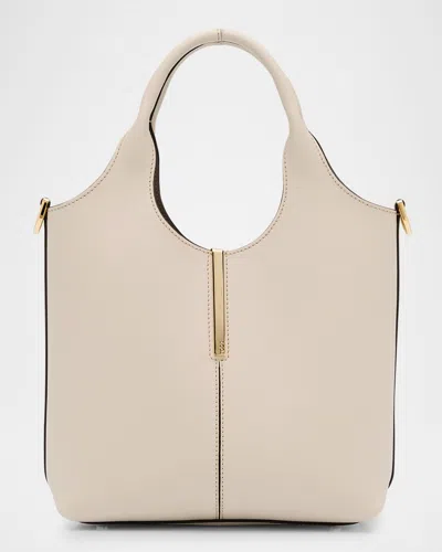 Tod's Mini Leather Top-handle Bag In Bianco Calce