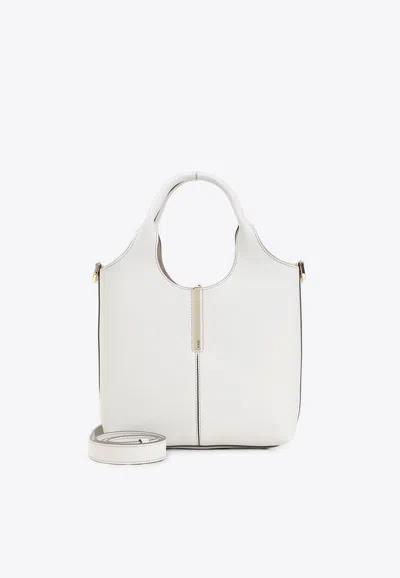 Tod's Tods Tote Shopping Bag In Leather Mini In White
