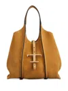 Tod's T Timeless Mini Shopping Bag In Suede In Orange