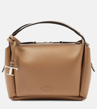 Tod's Mini Leather Tote Bag In Black