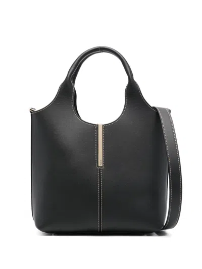 Tod's Mini Leather Tote Bag In Black