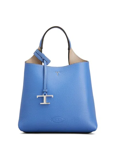 Tod's Mini Leather Tote Bag In Blue