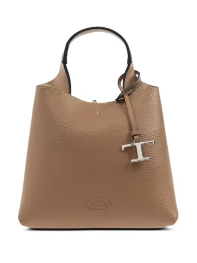 Tod's Mini Leather Tote Bag In Brown