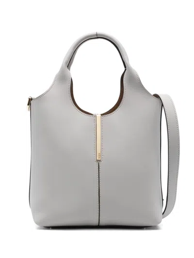 Tod's Mini Leather Tote Bag In Grey