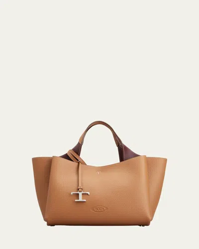 Tod's Mini Leather Tote Bag In Kenia Bordeaux