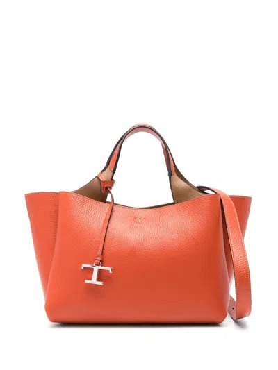 Tod's Mini Leather Tote Bag In Orange