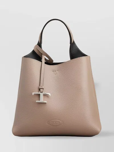 Tod's Mini Leather Tote Bag In Brown
