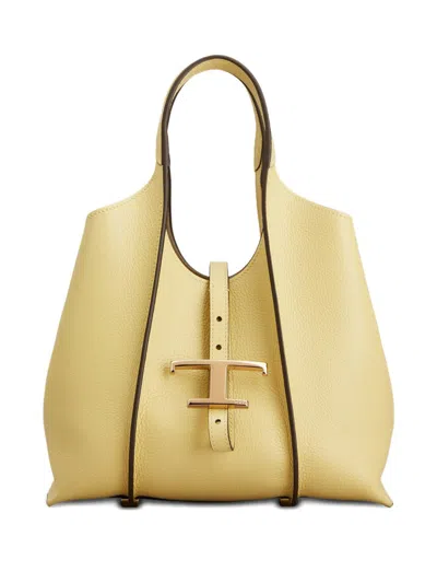 Tod's Mini Leather Tote Bag In Yellow