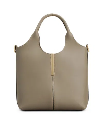 Tod's Mini Leather Tote Shopping Bag In Gray
