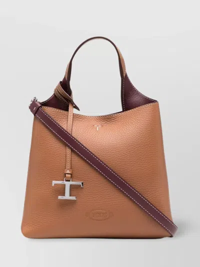 Tod's T Timeless Mini Leather Tote Bag In Brown