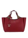 Tod's Leather Shoulder Bag With Top Handles And Detachable Strap In Red