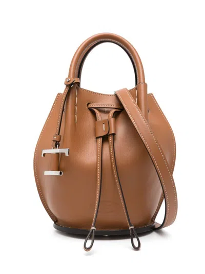 Tod's Mini Logo Charm Bucket Handbag In Red