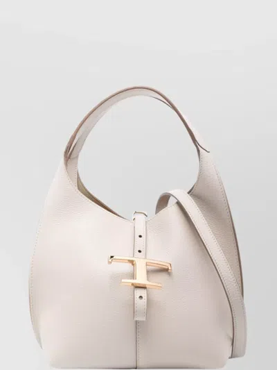 Tod's Mini Pebbled Leather Shoulder Bag With Top Handle In Neutrals