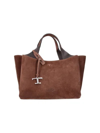 Tod's Mini Suede Handbag In Brown