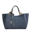 Tod's Mini Suede Leather Shoulder Bag In Gray