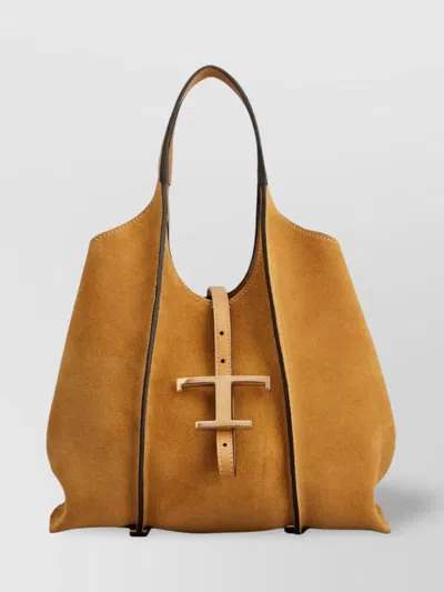 TOD'S MINI SUEDE SHOPPING BAG WITH DETACHABLE STRAP