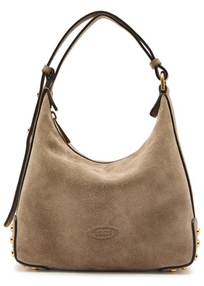 Tod's Tods Mini Suede Top Handle Bag In Moca