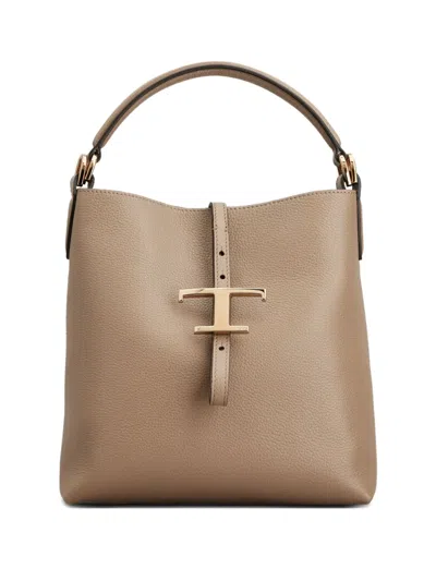 Tod's Mini T Timeless Bucket Bag In Brown
