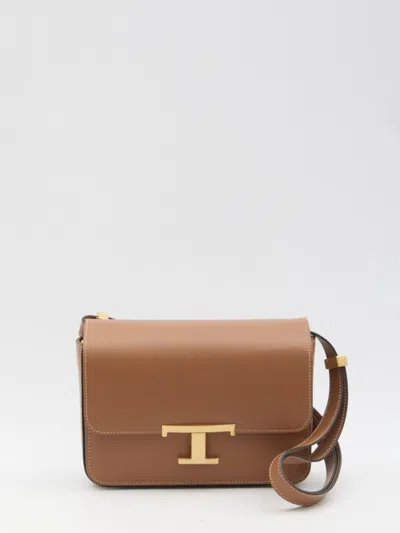 Tod's T Timeless Mini Leather Crossbody Bag In Brown