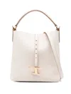 Tod's Mini T Timeless Leather Bucket Bag In Neutral