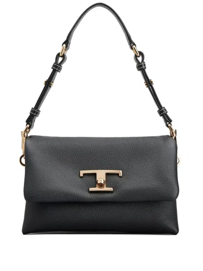 Tod's Mini T Timeless Leather Shoulder Bag In Black