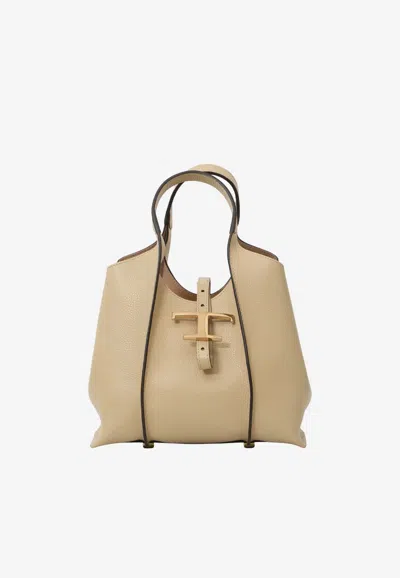 Tod's Mini T Timeless Shoulder Bag In Beige
