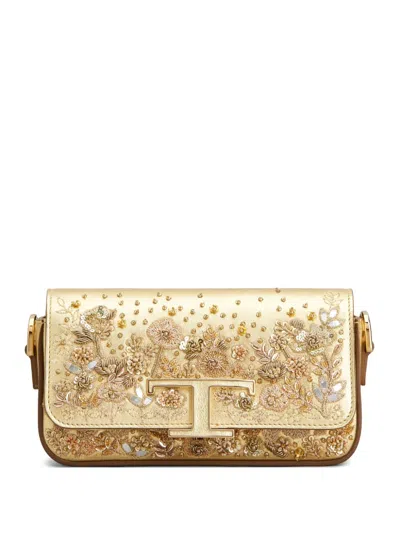 Tod's Mini T-timeless Shoulder Bag In Gold