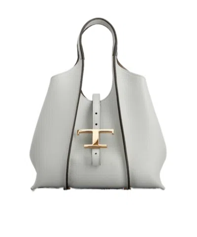 Tod's Mini T Timeless Tote Bag In Gray