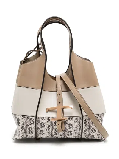 Tod's Mini T Timeless Tote Bag In Neutrals
