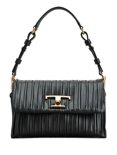Tod's Mini Timeless Pleated T-clasp Shoulder Bag In Black
