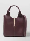 Tod's Leather Mini Tote Bag With Branded Metal Bar Accessory In Purple
