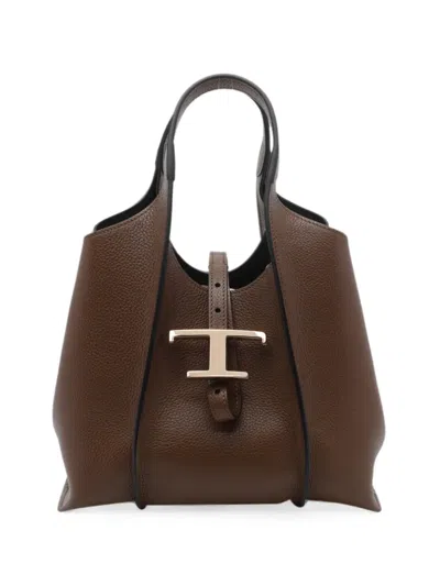 Tod's Mini T-timeless Leather Tote Bag In Brown