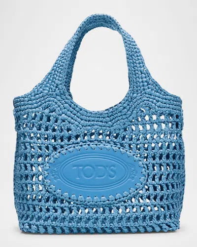 Tod's Mini Woven Top-handle Bag In Persian Blue