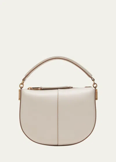Tod's Mini Zip Leather Hobo Bag In Bianco Calce